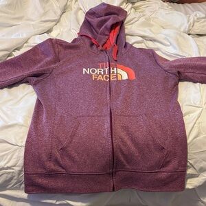 The North Face Purple Hoodie with Red Accents